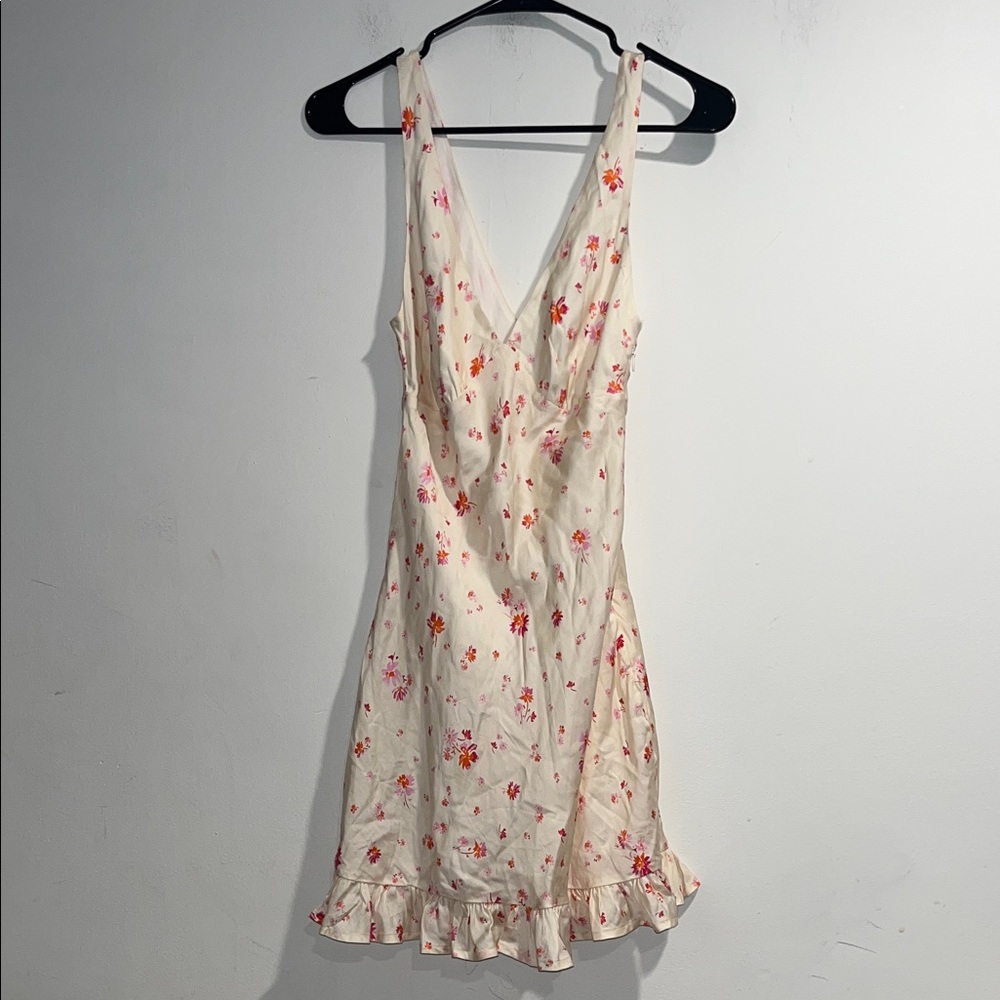 PINK VICTORIA’S SECRET Summer Fling satin ruffle dress in pink floral print NWT
